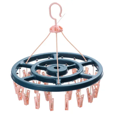 24 Clips Foldable Rotatable 37x37cm Modern Minimalist Wall Mounted Multifunction Sock Drying Rack Socks Lingerie Baby Clothes