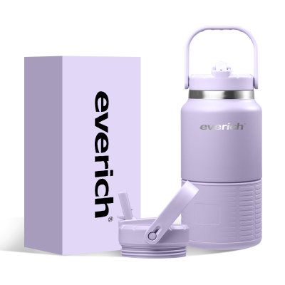 64 oz Insulated Water Bottle Jug with Straw and Handle Half Gallon Stainless Steel Water Flask Large Sports Metal
