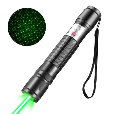 Laser Pointer Pen Sight 2000 to 3000 Meters Lazer Green Laser Pointer with Star Pattern by 1x18650 Battery