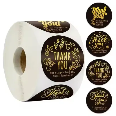 Customize Stickers Printing Seal Packaging Label Die Cut Stickers Bottle Label Thank You Logo Stickers