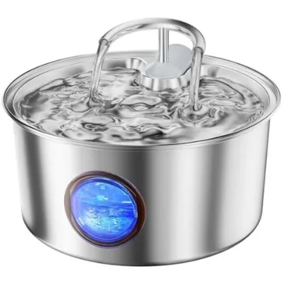 Cat Water Fountain Stainless Steel 108oz/3.2L Cat Fountain for Drinking Cat Drinking Fountain with Water Level Window Quiet Pump