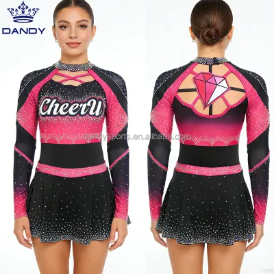Hot Cheerleading Costumes Free Design Sublimation Cheerleading Uniforms With AB Youth Team Yellow Cheerleader