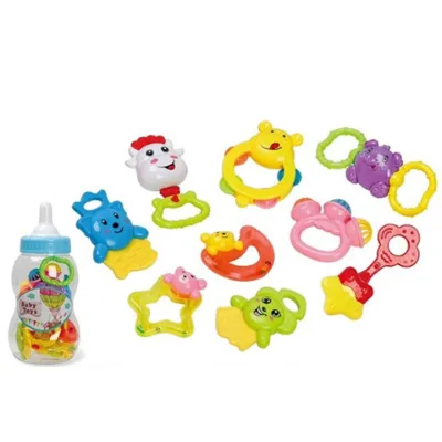 Cable World Infant Colourful Plastic Non Toxic Musical Set 7 Attractive Rattles Teether Toys Newborns Kids Unisex (Multi Color