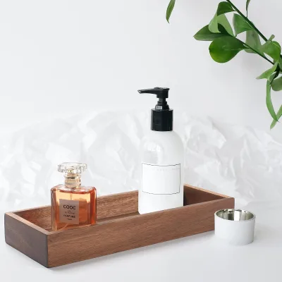 Bamboo Tea Serving Tray Decorative Multi Use Bathroom Counter Tray with Edges Bamboo Vanity Tray for Dresser Counter Food Coffee