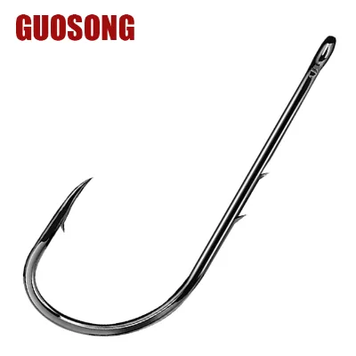 50pcs 12#-6/0# Steel Live Shrimp String Hook Tube Long Handle Double Backthorn Crooked Mouth Fishing Group Barbed