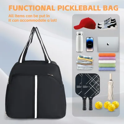 Custom Striped Pickleball Bag Tote Gold Zipper Paddle Bag for Women Men Holds 2 Paddles 3 Balls Ideal Gift for  Gym Daily Use