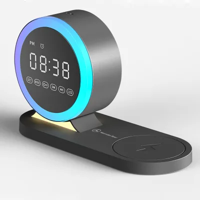 RGB Colorful Night Light 15W Wireless Charger White Noise Machine Alarm Clock Speaker for Baby