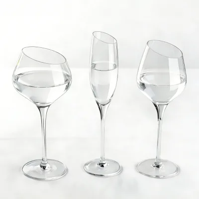 Transparent Crystal Beveled Slope Rim Red Wine GlassLong Stem Fancy Lead-Free Eco-Friendly Luxury Cup for Red Wine & White Wine