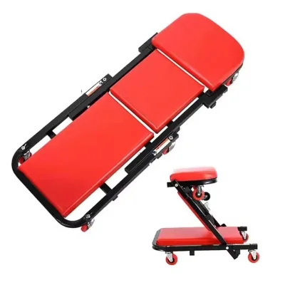 36" Foldable Mechanics Z Creeper Seat 6-Wheel Steel Workshop Garage Automotive Repair Premium Soft for 6-Month Warranty