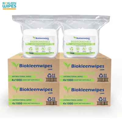 Biokleen 1000 Count Roll 100% Bamboo Fiber Biodegradable Anti-bacterial Gym Wipes