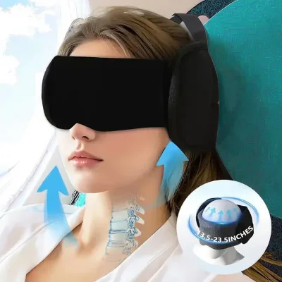 Custom Airplane Head Strap Eye Mask Travel Pillow Alternative for Long Flight, 360° Support Sleep Head Hold, Stop Bobblehead