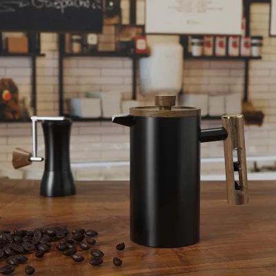 DHPO 1000ml Insulated French Coffee Press Maker Double Wall 304 Stainless Steel Metal Vacuum Coffee Pot with 304 SLS Plunger
