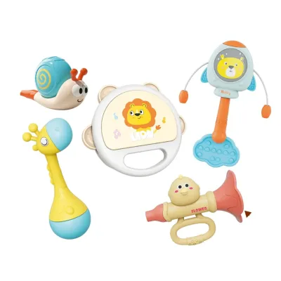 DC 5pcs Musical Instrument Music Maker Baby Activity Rattles Toys Set Party Trumpet Drum Whistle Rattle Ball