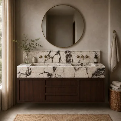 Marble Double Wash Basin Bathroom Cabinets Design Toilet Furniture Modern Bath Cabinet Bathroom Vanity