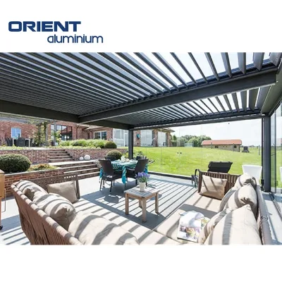 Popular Pavilion With Led Manual Double-layer Roof 3X6 M Automatic Aluminum Louver Canopy Bio Climatic Pergolas