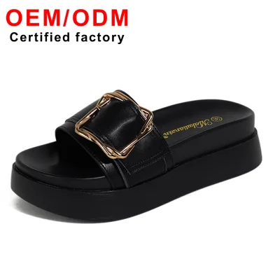 Square Button Design Luxury Sandals for Women Fashion Platform Sandal Anti-Slippery Light Women Shoes