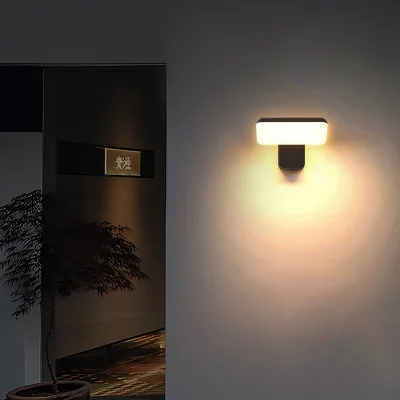 Outdoor Aluminum LED Waterproof Wall Lamp Rotating Adjustment Motion-Sensor Modern Minimalist Style Balconies Entryways