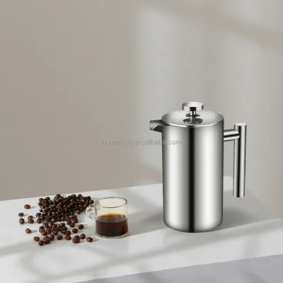 Portable Double Wall Stainless Steel Coffee Maker French Press Style Durable Metal Construction