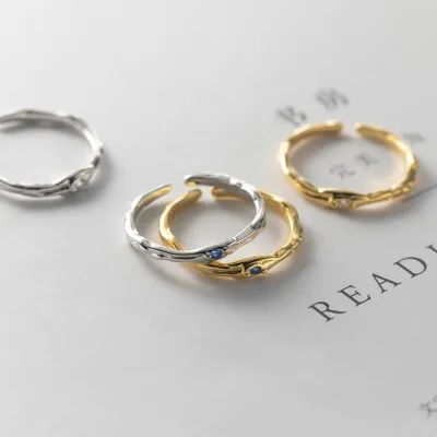 Fashion Zircon Irregular Adjustable Rings Men Rings 925 Sterling Silver Gold Plated Rings Women