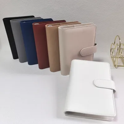Classic High Quality Premium PU Leather Macaron Cover 6-Hole A6 Budget Binder Envelope-Eco-Friendly Waterproof Lightweight