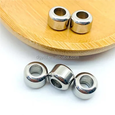 Custom Engraved Metal Logo Beads for Bracelet Jewelry, 10mm Large Hole Bracelet Engraved Bead Charm
