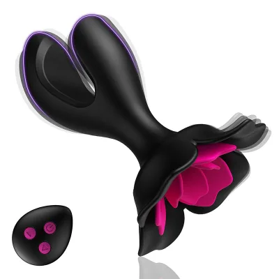 Remote Control Vibrating Panties with Anal Plug Rose Flower Shape Mastarbution Anal Plug Vibrator Sex Toy for Women dropshipping