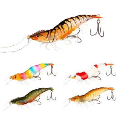 Booms Fishing Unpainted Shrimp Lure Slow Pitch Jigs Luminous Hard Plastic Bait Top Water Pike Bass Salmon Lake Crank Treble Hook