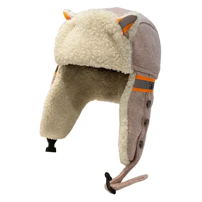 Wholesale Children's Winter Sports Aviator Knit Beanie Cap Customizable Embroidered Logo Duck Down Party High Quality