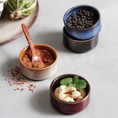 Two Eight Ceramics Chip Resistant 2.5 Inch Ceramic Sauce Dish Retro Dipping Bowl for Chili & Soy Sauce 40 ml Oven Safe Remakin