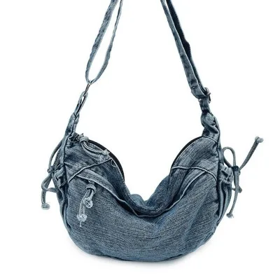 Women's 2026 New Korean Style Fashionable Single Strap Denim Shoulder Crossbody Commuter Dumpling Bag