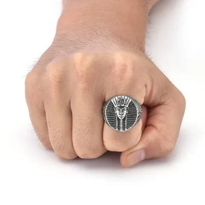 2023 Wholesale Stainless Steel Egyptian Pharaoh Ring Vintage Guardian Ring Jewelry for Men