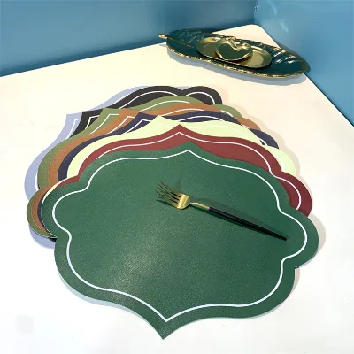 Simple Colorful Pvc Leather Placemats Screen Printing Waterproof Oil-Proof Table Mat Insulation Dustproof Mats Coasters