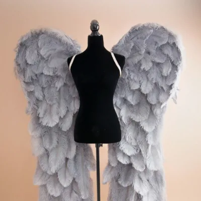Wholesale Large Real Decor Gold Blue Pink Black White Long Adult Ostrich Feather Angel Wings for Festive Carnival Party Supply