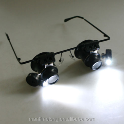 Eyeglasses Camera 20X Magnifier With Led Light Magnifier Loupe Plastic Magnifier