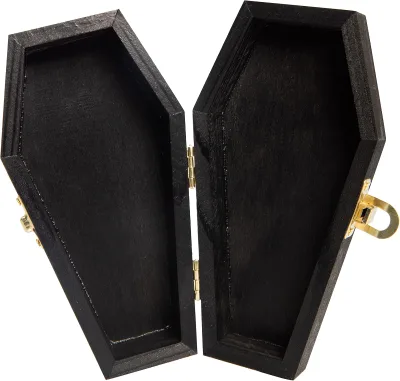 Black Painted Wooden Coffin - Fillable Mini Basket, Perfect for Halloween Parties, Gothic Decor, Small Pet Burial 2-Pack