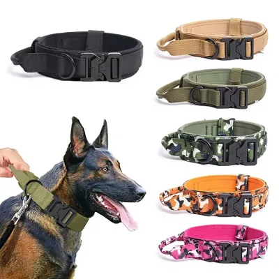 Polyester Tactical Dog Collar Outdoor Training Adjustable Anti-Pull Leash