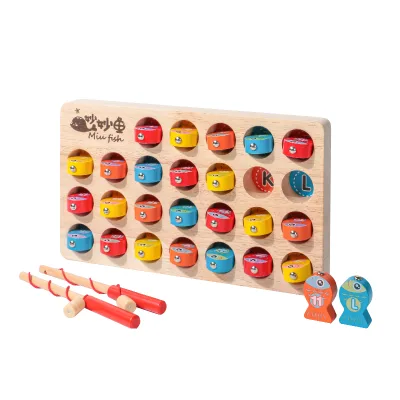 Elisyia Wooden Montessori Number & Alphabet Cognitive Letter Matching Game for Ages 0-7 Years Unisex
