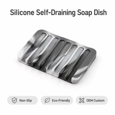 Soap Holder Silicone Soap Dish with Drain for Bathroom Travel Non slip Eco Friendly Soap Box Kitchen Countertop Self Draining