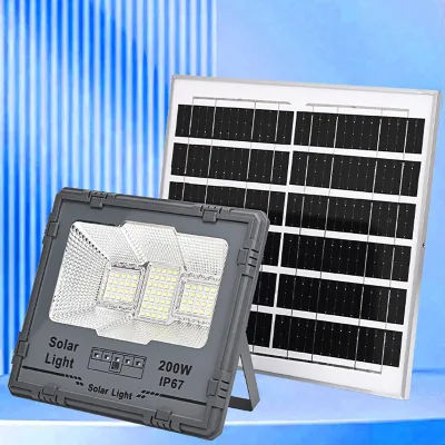 High Power City Street Lighting IP67 200w Remote Control Brightness Solar Powered Wall Mounted LED Flood Light Tripod Stand
