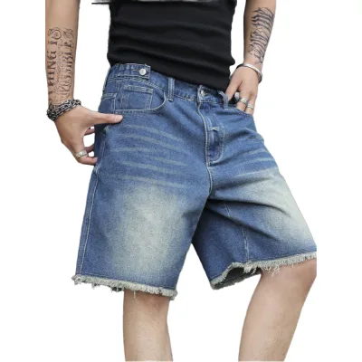 High Quality Men's Y2K Mid Waist Casual Straight Light Denim Shorts Streetwear Jorts OEM Service