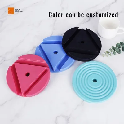 Aleo Modern Design Silicone Coaster Soft Flexible Heat Resistant Non-Toxic Multiple Solid Colors for Cafe/Office/Table Use
