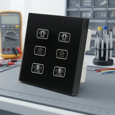 Double Loads Tempered Glass Touch Panel Electrical Curtain Switch