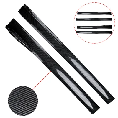 PUERXIN Car Accessories Side Skirts Carbon Fiber Wing Bumper Lip Splitter Side Bottom Line Extensions Universal Car Side Skirts