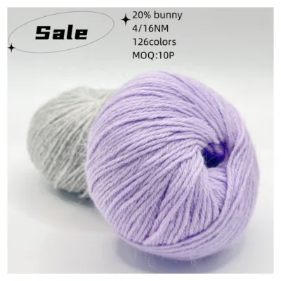 extreme Soft Fluffy Fuzzy 4/16NM Bunny 20% Angora Wool Knitted Fancy Yarn 106 Colors Ready to Ship