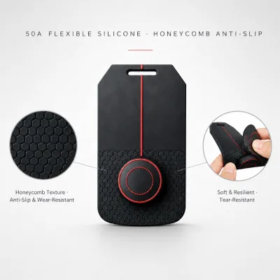 Food Grade Silicone Card Key Holder Case for Tesla Model 3 Y Anti-Lost Tracker Pocket & Honeycomb Grip Protective Skin Cover