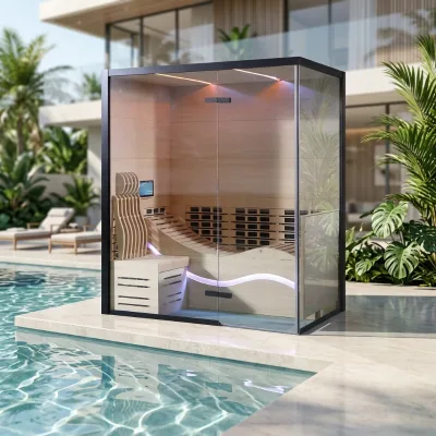 Natural Wood Far Infrared Sauna Booth for Home Relaxation & Body Detoxification