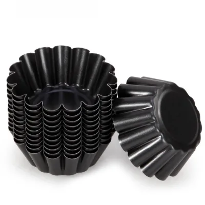 Carbon Steel Egg Tart Molds Non Stick Reusable Tartlet Molds for Baking Pastry Dessert Cupcake Kitchen Tools