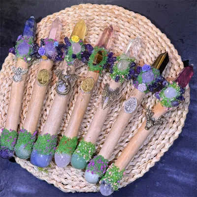 Whosale Natural Healing Stone Polished Gemstone Wand Crystal Magic Tumble Wands  for Sale