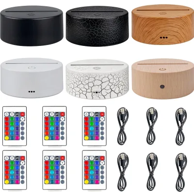 Classic Round Illusion Lamp Wholesale Direct Remote Dimming Portable Design LED Night Light Base for Acrylic Panel Crafts