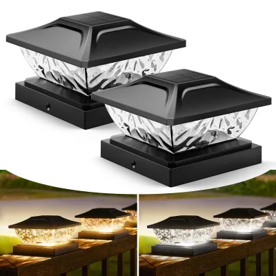 LED Sensor LightSolar Post Lights Outdoor, 2 Mode Bright Solar Post Lights Outdoor Fence Post Cap Lights, Outdoor Post Lights